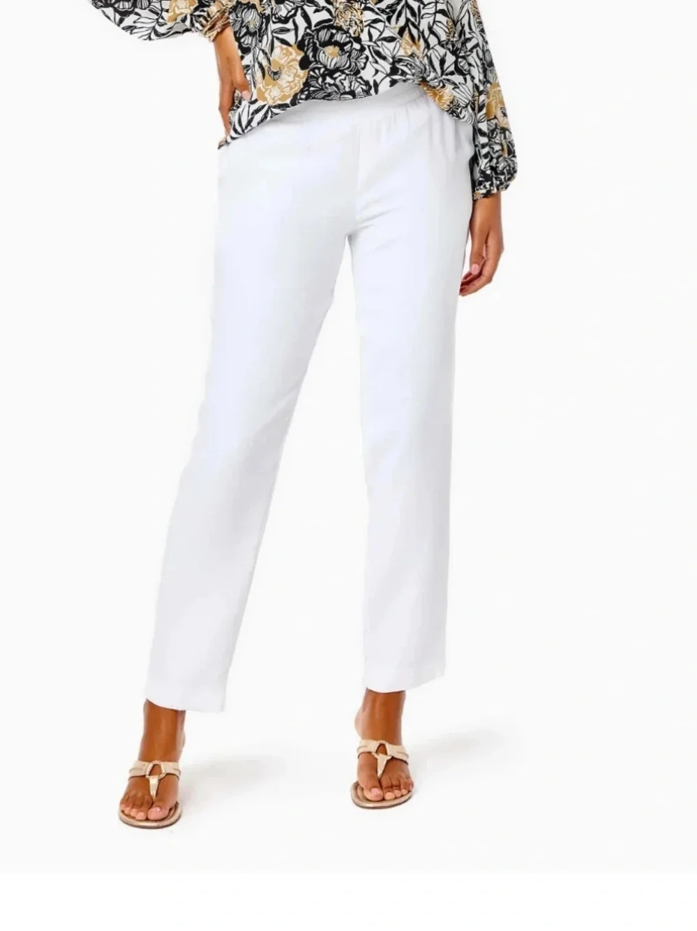 NWT Lilly Pulitzer Alaura Pants XL Coconut White Pull-On Tapered Resort